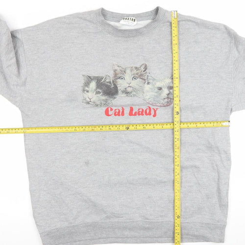 Hoxton Chic Women's Grey Cat Lady Graphic Sweatshirt XL