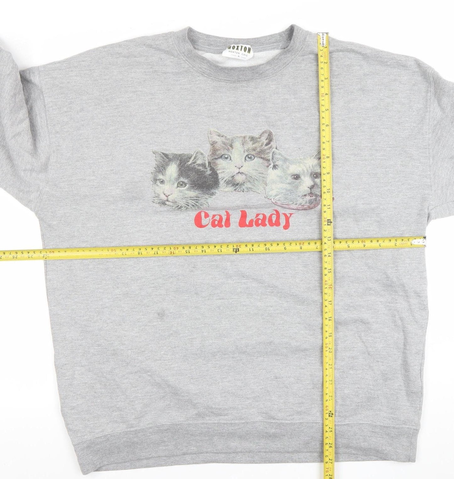 Hoxton Chic Women's Grey Cat Lady Graphic Sweatshirt XL