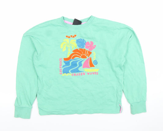 Saltrock Boys Green Chasin Waves Sweatshirt 9-10 Years 100% Cotton Crew Neck