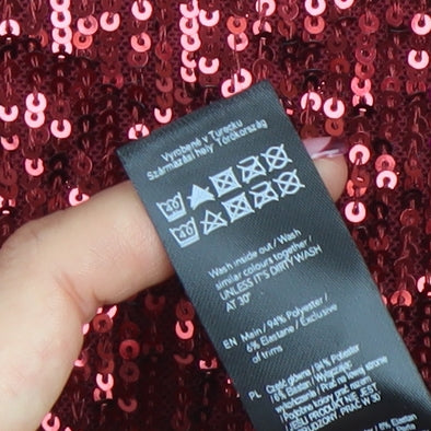 F&F Women's Red Sequin Long Sleeve Tunic Top Size 18