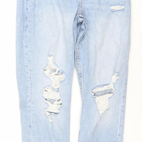 Primark Women Blue Boyfriend Distressed Denim Jeans Size 6