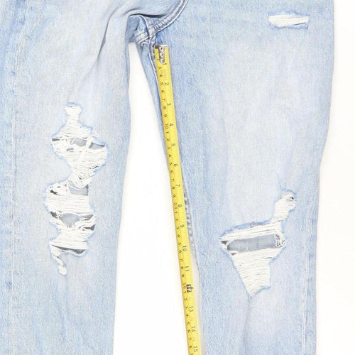 Primark Women Blue Boyfriend Distressed Denim Jeans Size 6