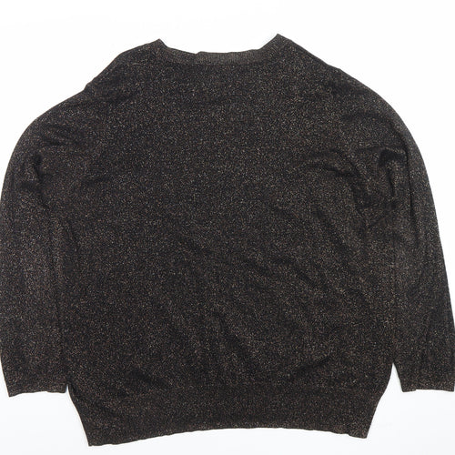 Dunnes Women Black Metallic Knit Long Sleeve Pullover Jumper XL