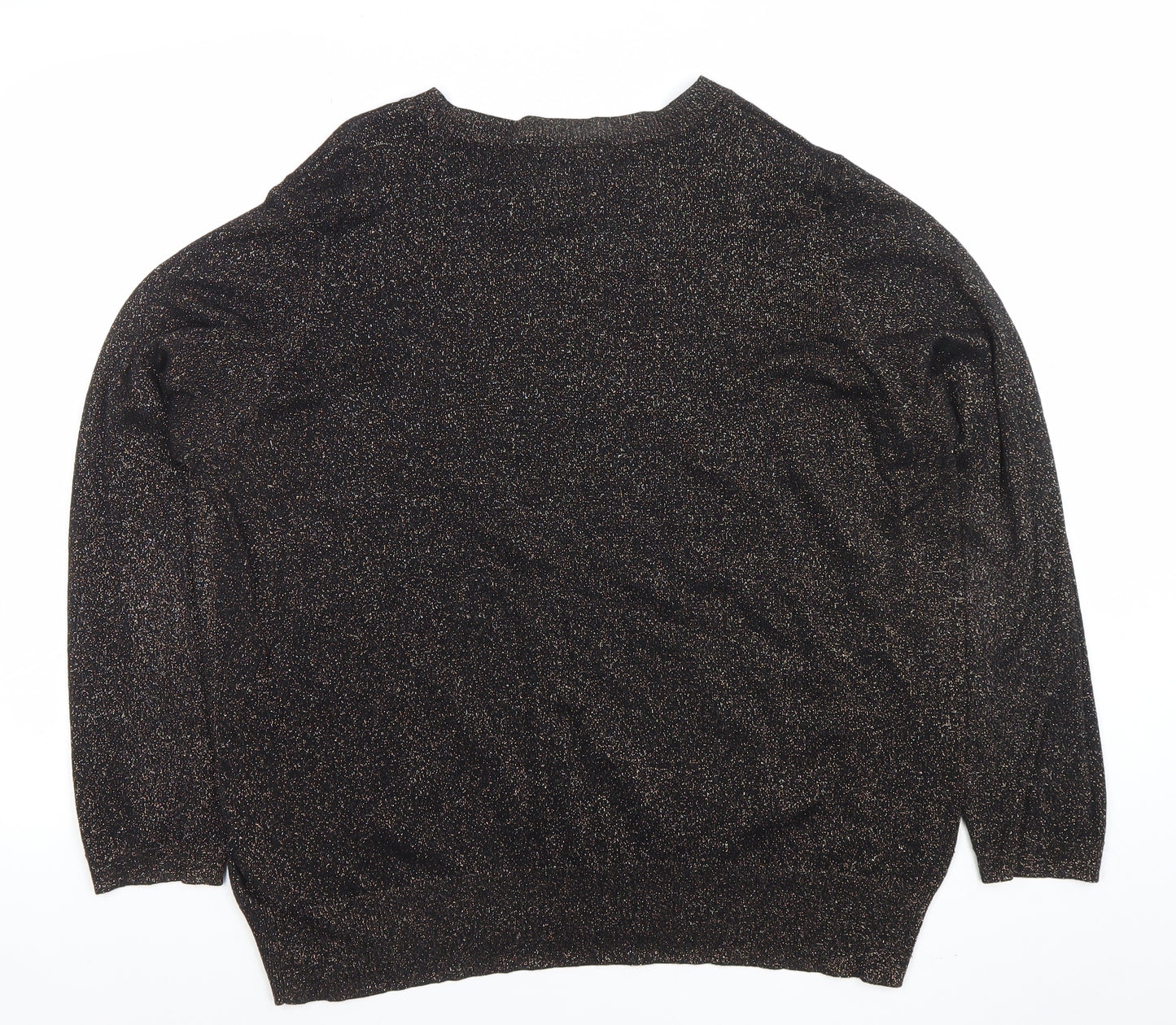 Dunnes Women Black Metallic Knit Long Sleeve Pullover Jumper XL