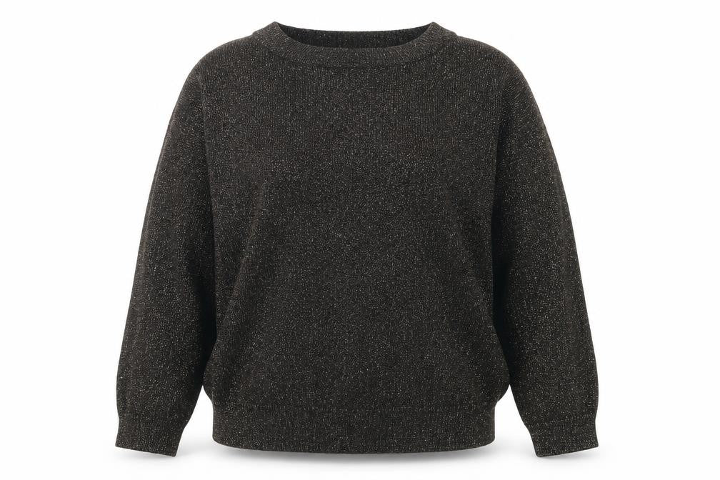 Front view of Dunnes Women Black Metallic Knit Long Sleeve jumper XL