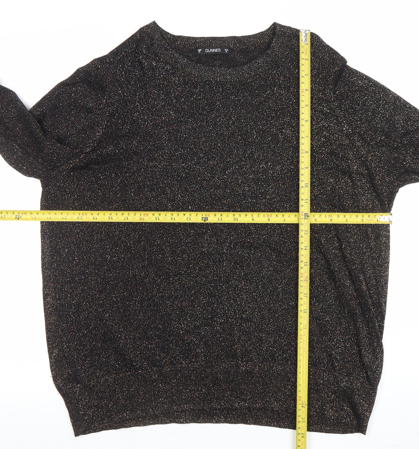 Dunnes Women Black Metallic Knit Long Sleeve Pullover Jumper XL