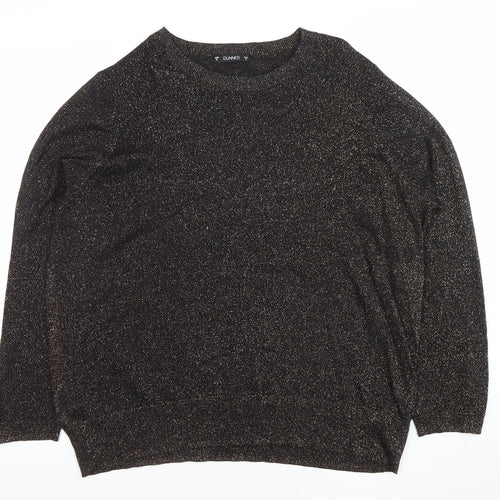 Dunnes Women Black Metallic Knit Long Sleeve Pullover Jumper XL