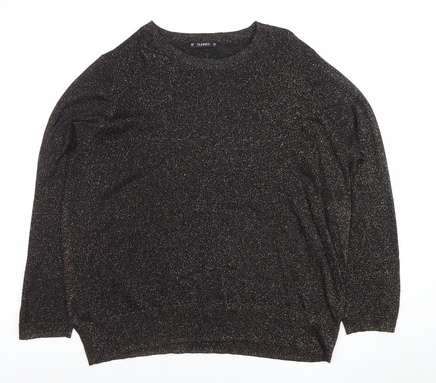 Dunnes Women Black Metallic Knit Long Sleeve Pullover Jumper XL