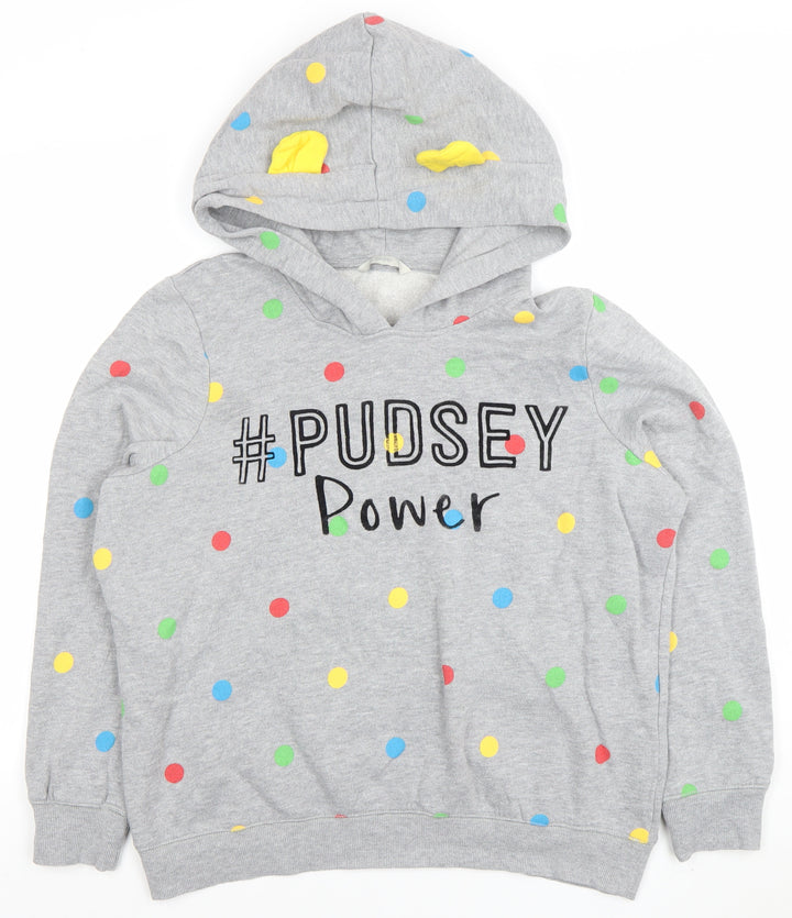 George Womens Grey Hoodie #Pudsey Power Polka Dot Size 16