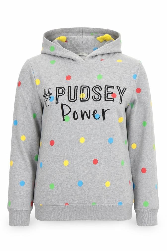 George Womens Grey Hoodie #Pudsey Power Polka Dot Size 16