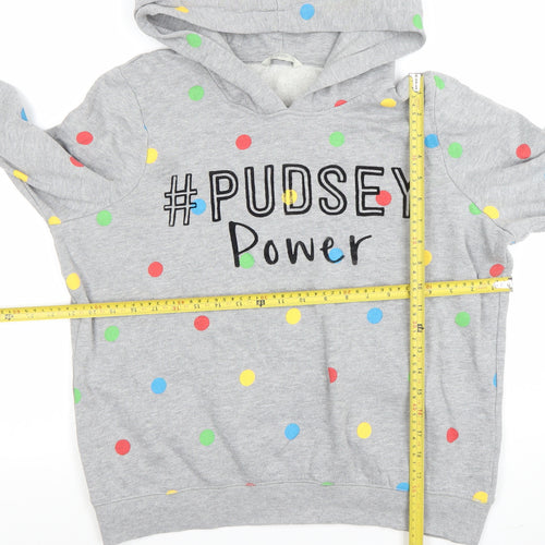 George Womens Grey Hoodie #Pudsey Power Polka Dot Size 16