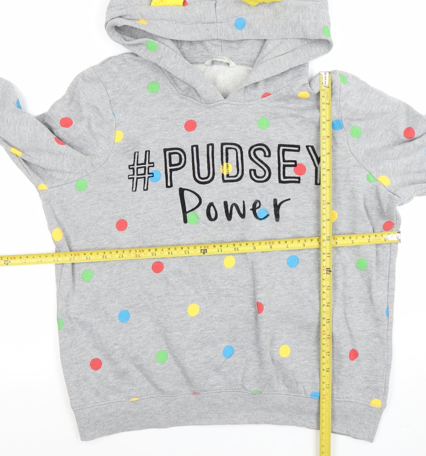 George Womens Grey Hoodie #Pudsey Power Polka Dot Size 16