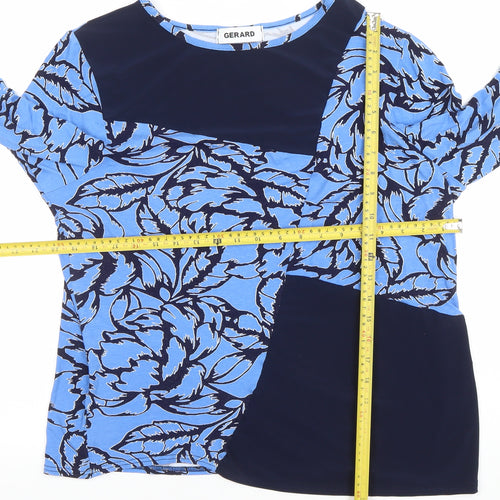 Gerard Womens Blue Floral 3/4 Sleeve Jersey Tunic Top Size 18