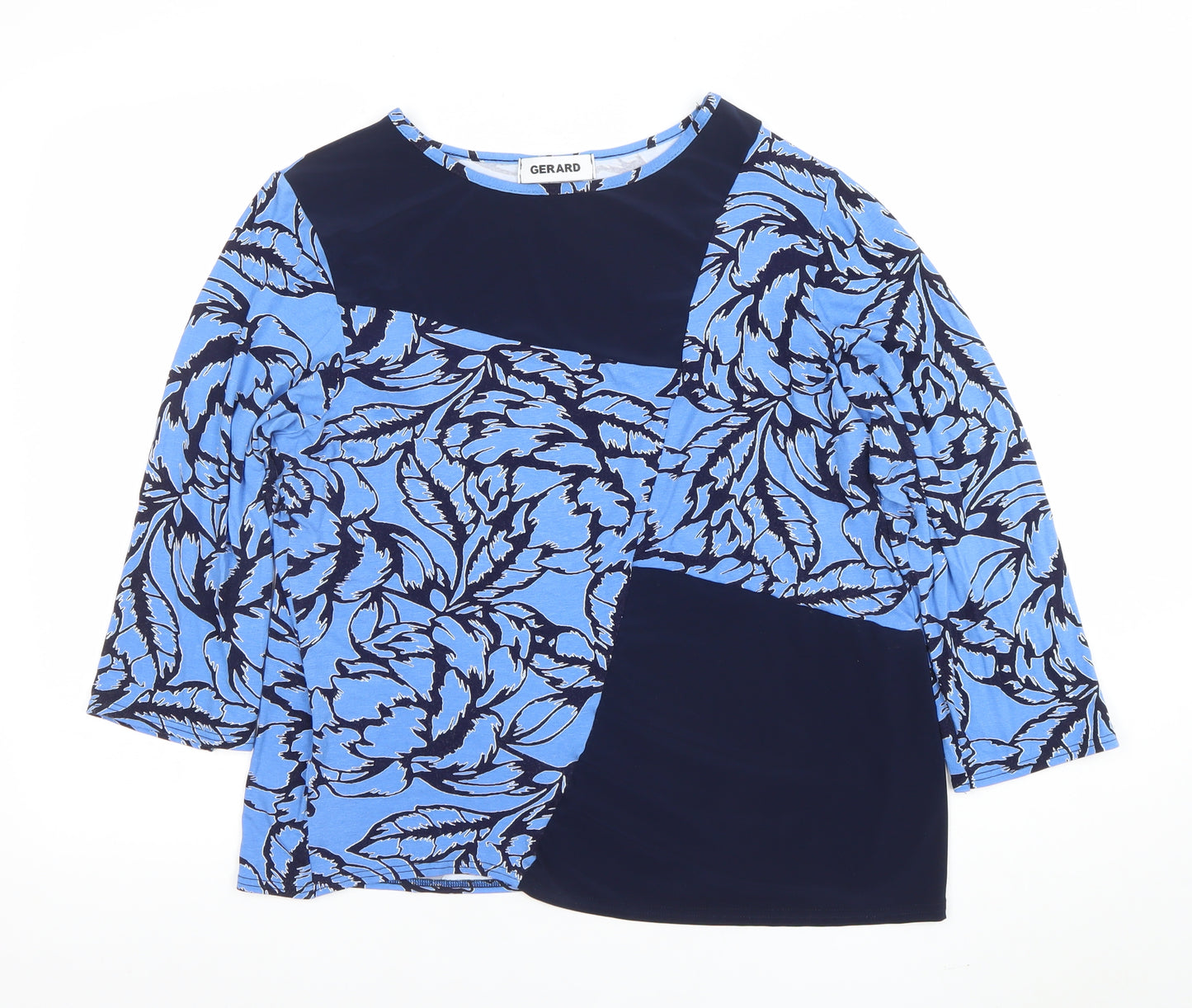 Gerard Womens Blue Floral 3/4 Sleeve Jersey Tunic Top Size 18