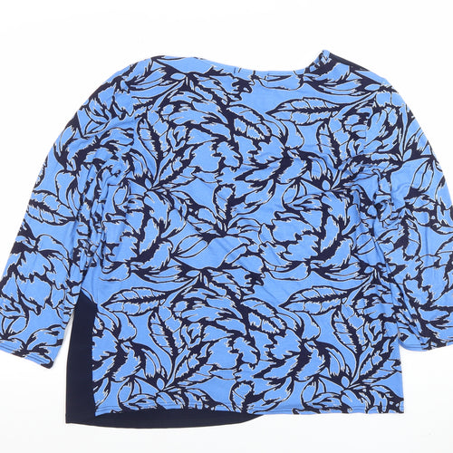Gerard Womens Blue Floral 3/4 Sleeve Jersey Tunic Top Size 18