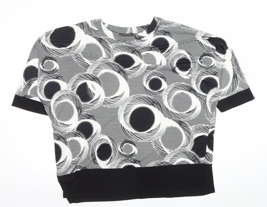 Forever L by Michael Gold Women’s Black Geometric Short Sleeve Blouse L