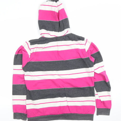 Everlast Womens Pink Stripe Pullover Hoodie Size 10 Cotton Blend