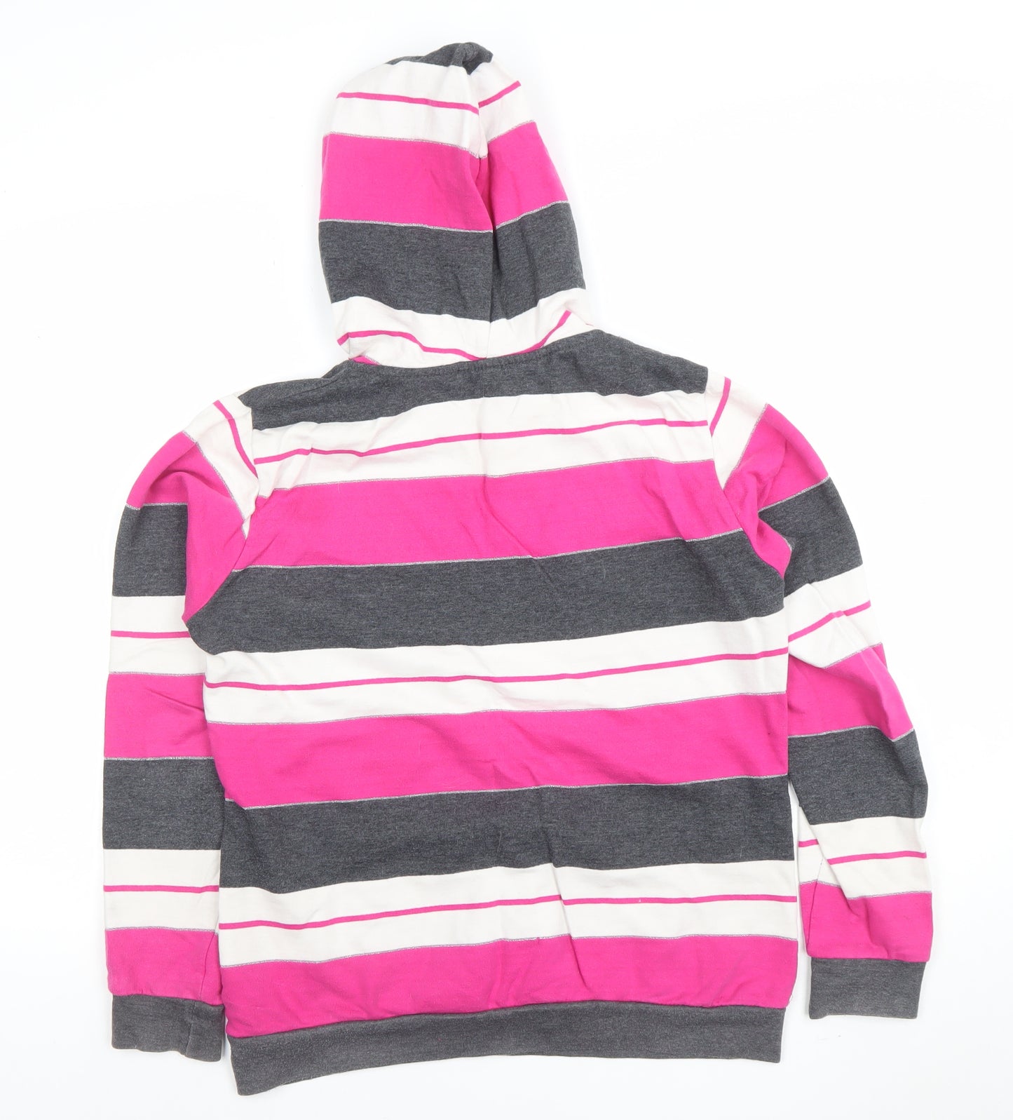 Everlast Womens Pink Stripe Pullover Hoodie Size 10 Cotton Blend