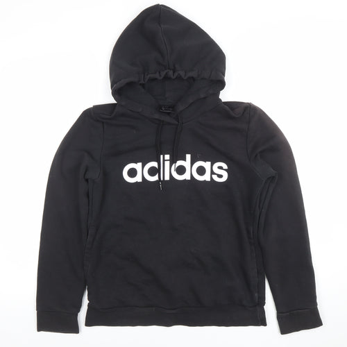 Adidas Women Black Pullover Hoodie Size Small Cotton Blend Logo