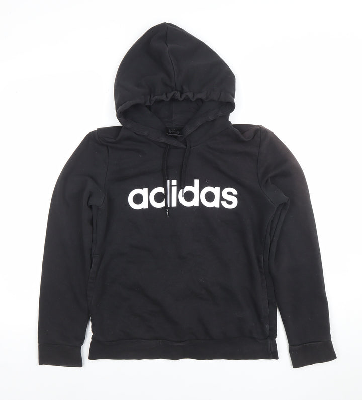 Adidas Women Black Pullover Hoodie Size Small Cotton Blend Logo