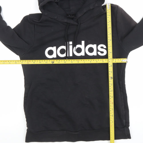 Adidas Women Black Pullover Hoodie Size Small Cotton Blend Logo