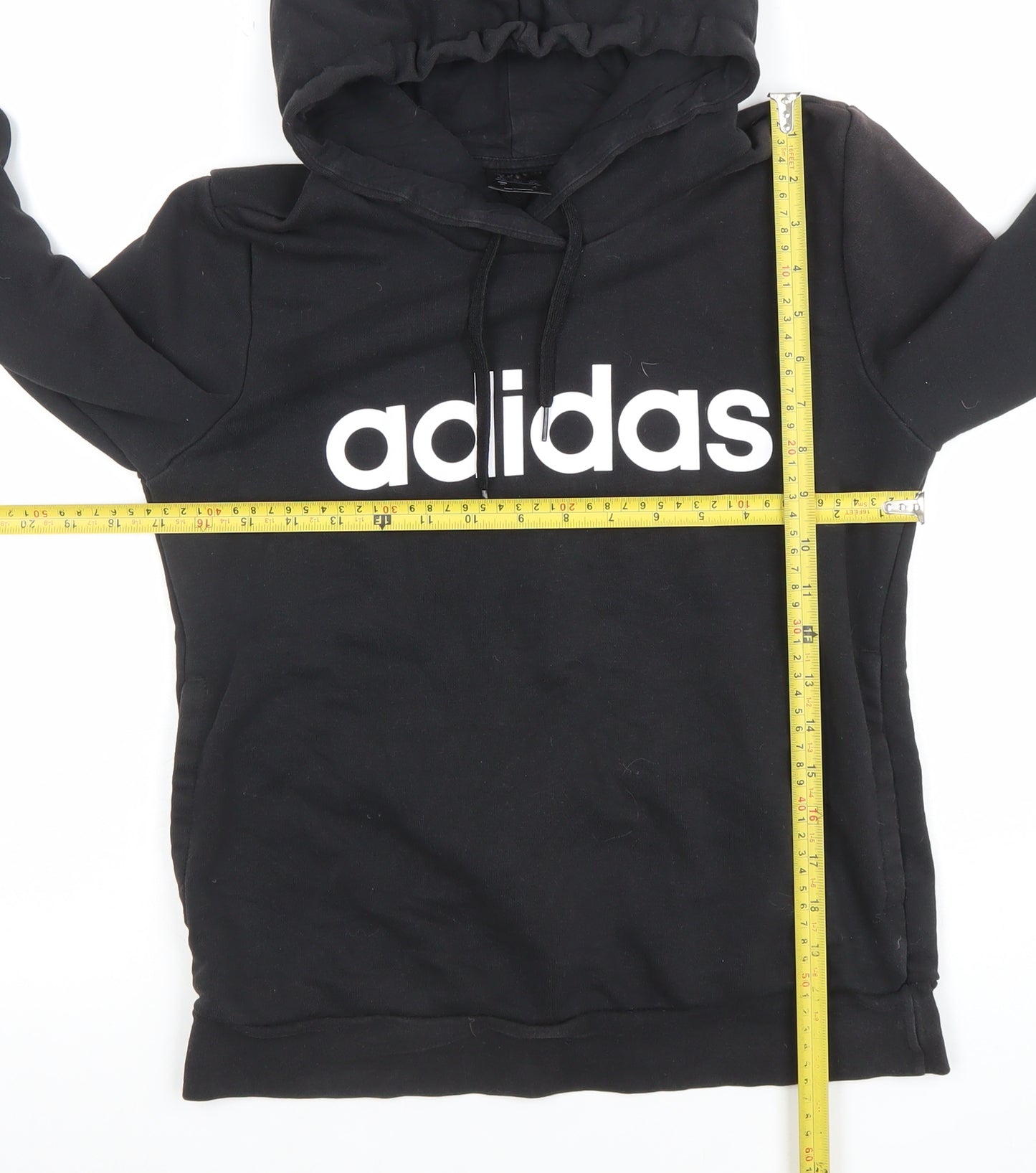 Adidas Women Black Pullover Hoodie Size Small Cotton Blend Logo