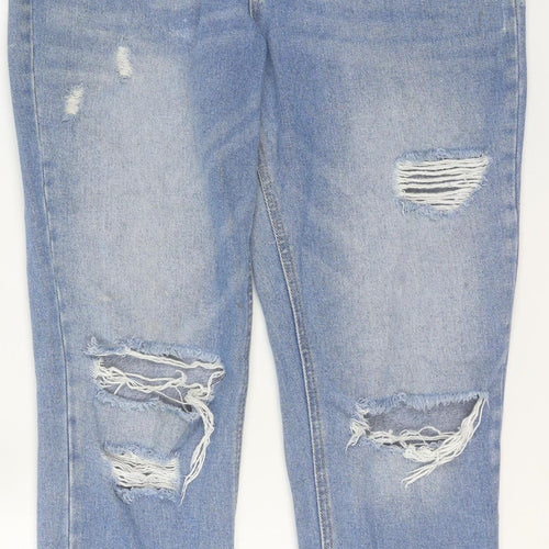 Denim Co. Women's Blue Distressed Boyfriend Jeans Size 10