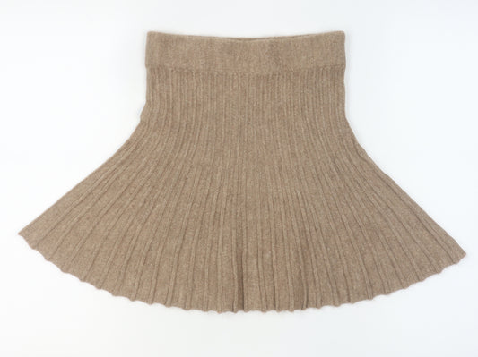 River Island Women Beige Knit Flare Short Skirt Size S