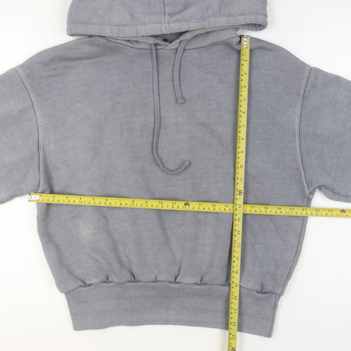 ZARA Womens Grey Cotton Pullover Hoodie Size M