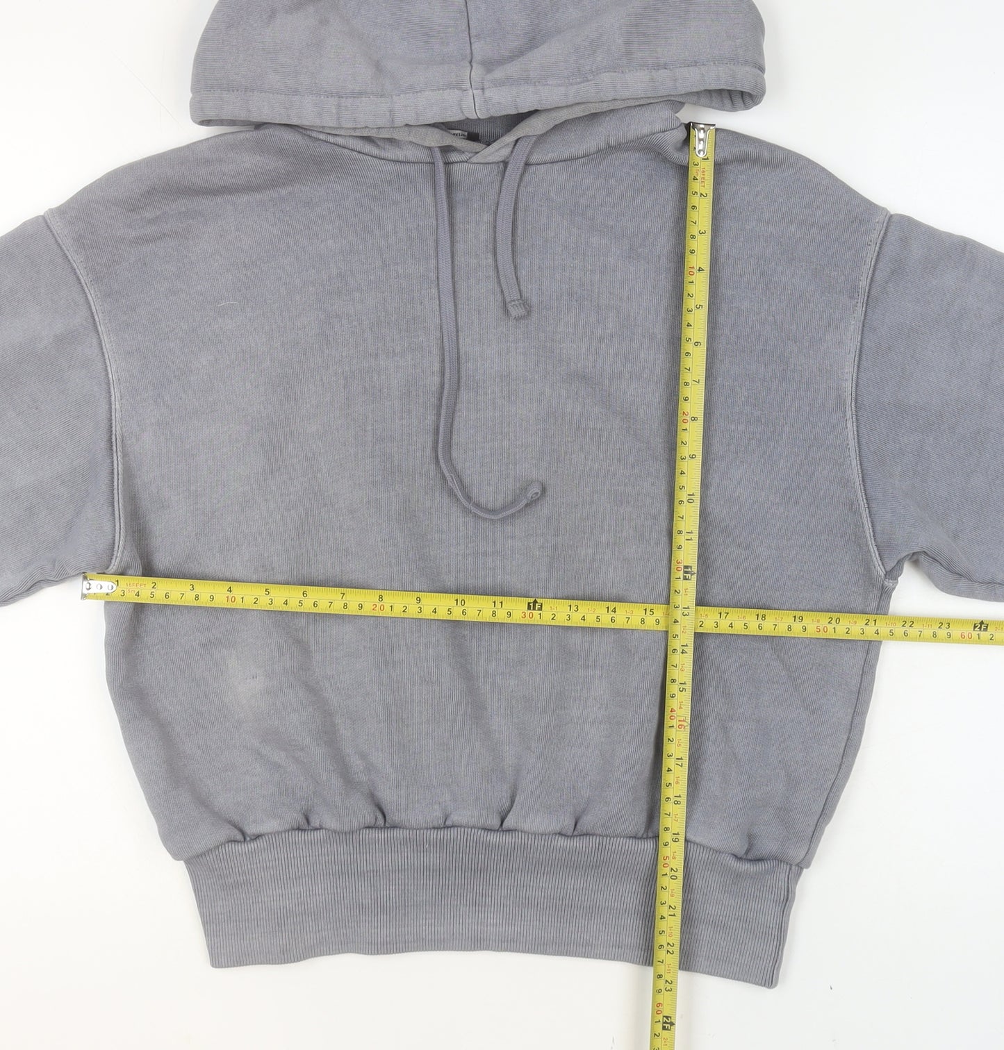 ZARA Womens Grey Cotton Pullover Hoodie Size M