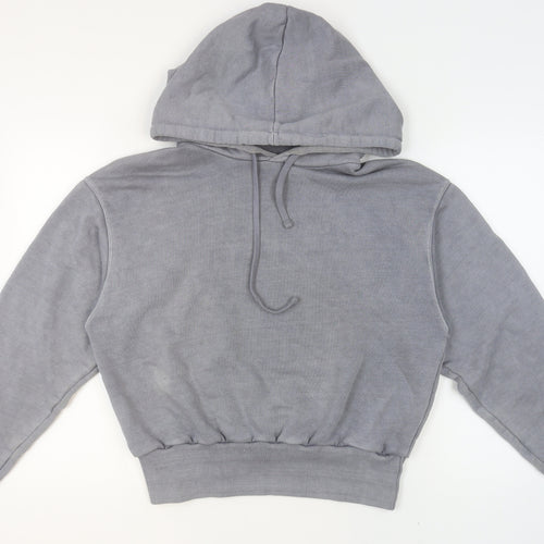 ZARA Womens Grey Cotton Pullover Hoodie Size M