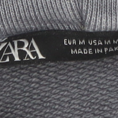 ZARA Womens Grey Cotton Pullover Hoodie Size M