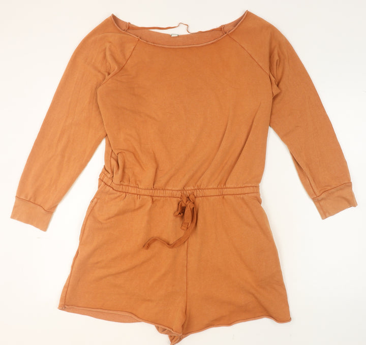 Aerie Women’s Brown Long Sleeve Playsuit XL Drawstring Waist Relaxed Fit