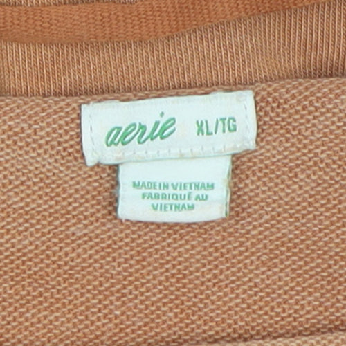 Aerie Women’s Brown Long Sleeve Playsuit XL Drawstring Waist Relaxed Fit