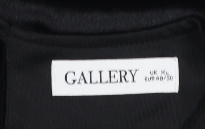 Gallery Women's Black Lace Velvet Long Sleeve XL Blouse