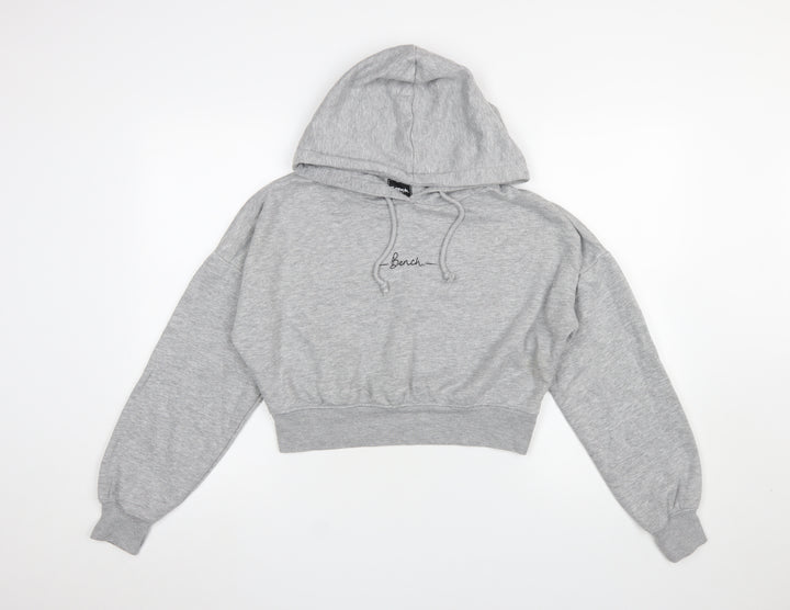 Bench Womens Grey Cropped Hoodie Size M UK 12 Pullover