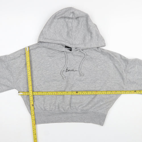 Bench Womens Grey Cropped Hoodie Size M UK 12 Pullover