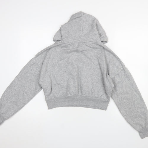Bench Womens Grey Cropped Hoodie Size M UK 12 Pullover