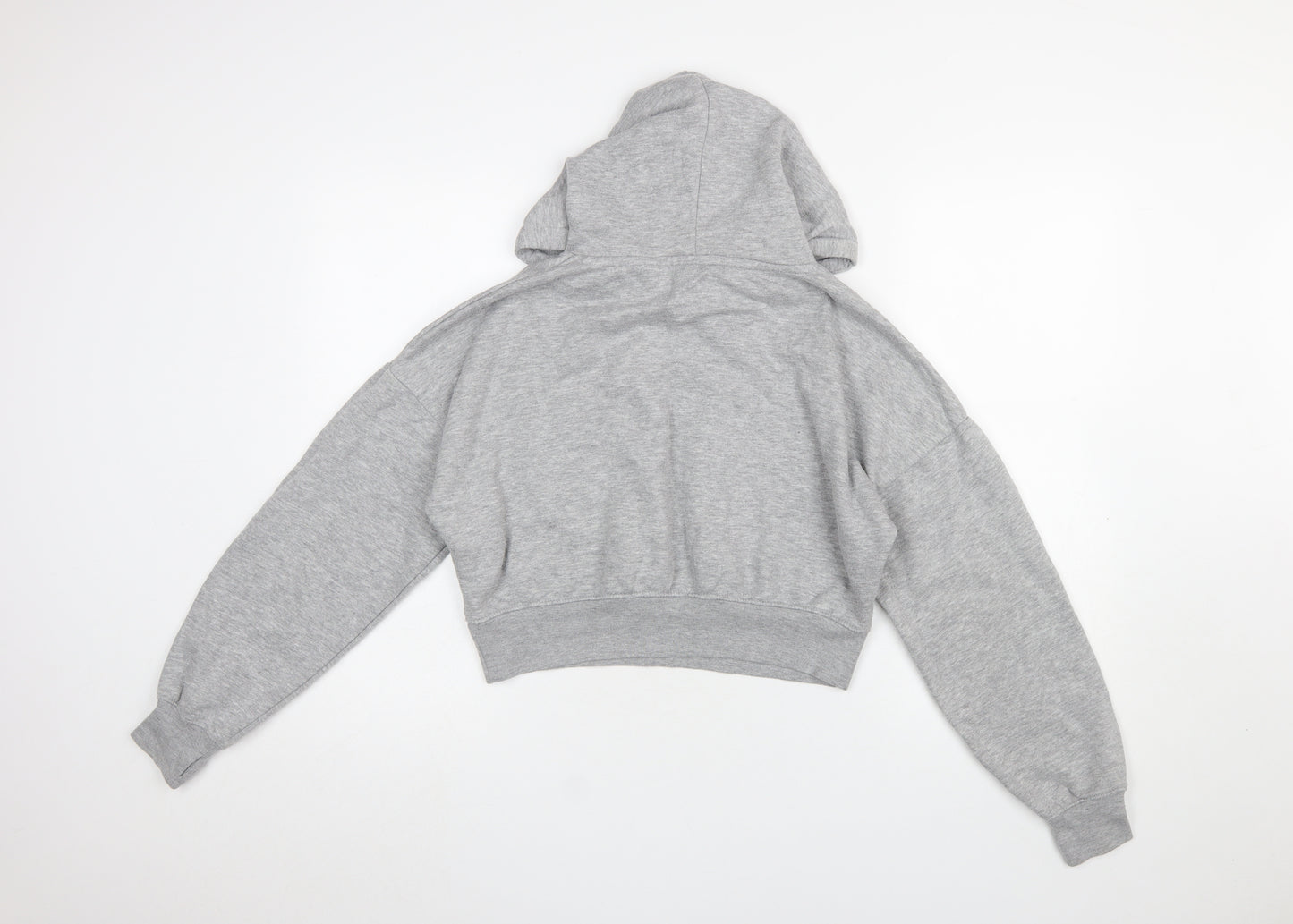 Bench Womens Grey Cropped Hoodie Size M UK 12 Pullover