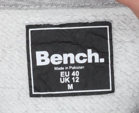 Bench Womens Grey Cropped Hoodie Size M UK 12 Pullover