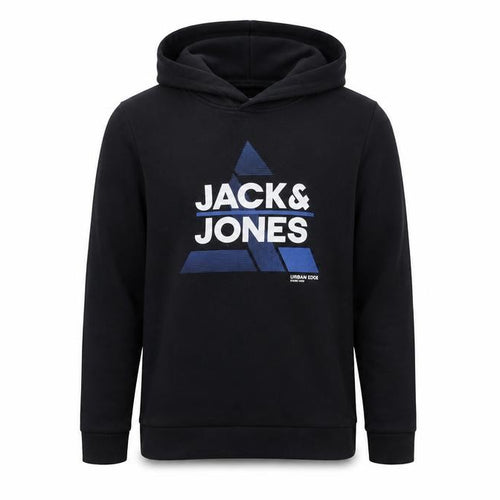Jack & Jones Boys Black Pullover Hoodie 10 Years Cotton Blend Graphic Sweatshirt