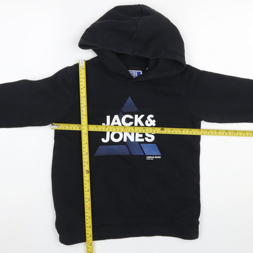 Jack & Jones Boys Black Pullover Hoodie 10 Years Cotton Blend Graphic Sweatshirt