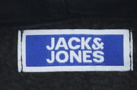 Jack & Jones Boys Black Pullover Hoodie 10 Years Cotton Blend Graphic Sweatshirt