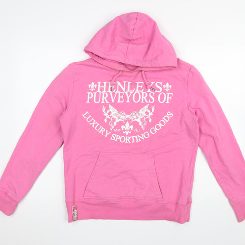 Henleys Womens Pink Pullover Hoodie Size 3 Cotton Blend Casual