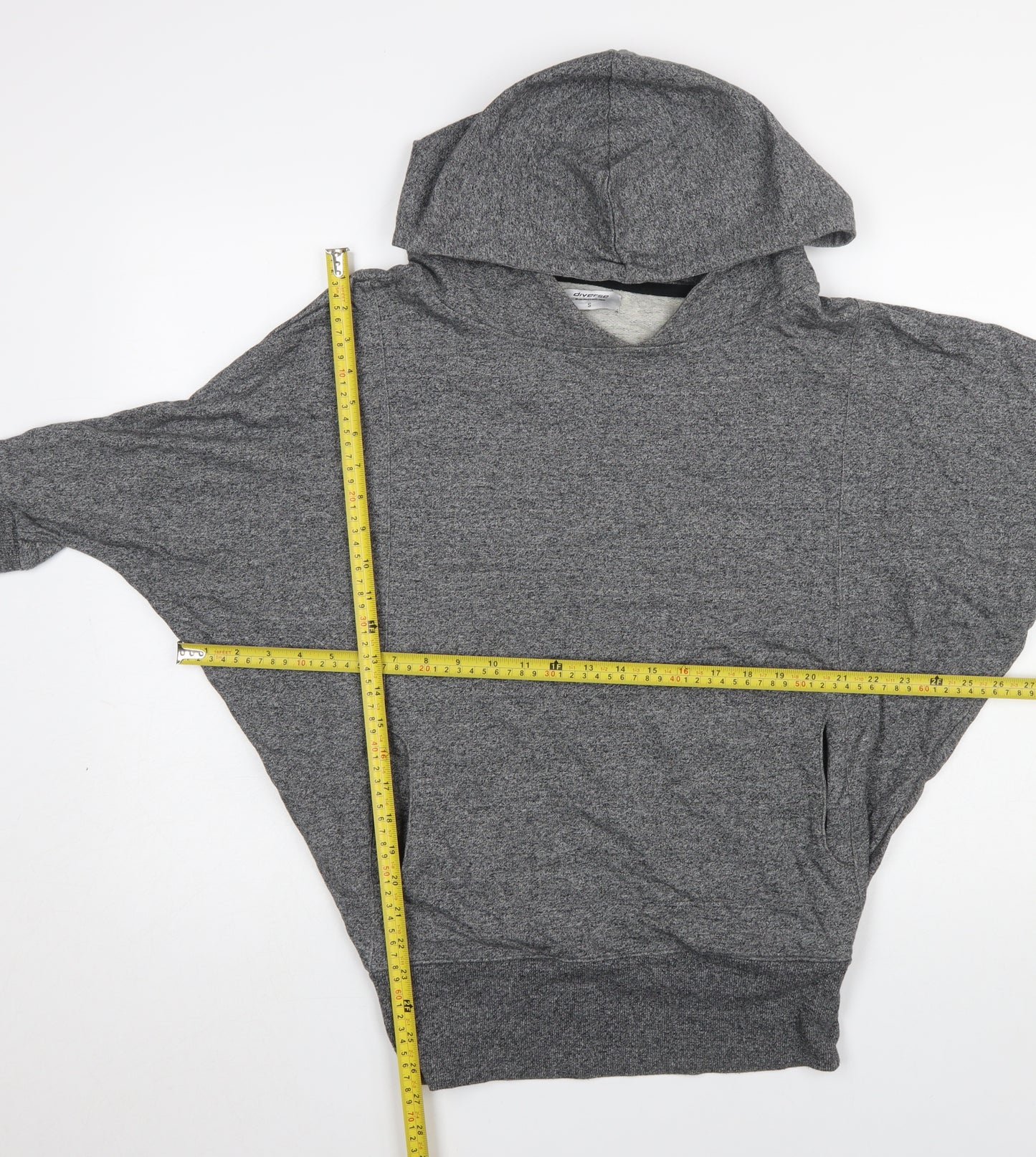 Diverse Womens Grey Small Batwing Pullover Hoodie