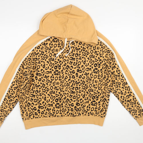 Next Women's Beige Leopard Print Hoodie M Cotton Blend