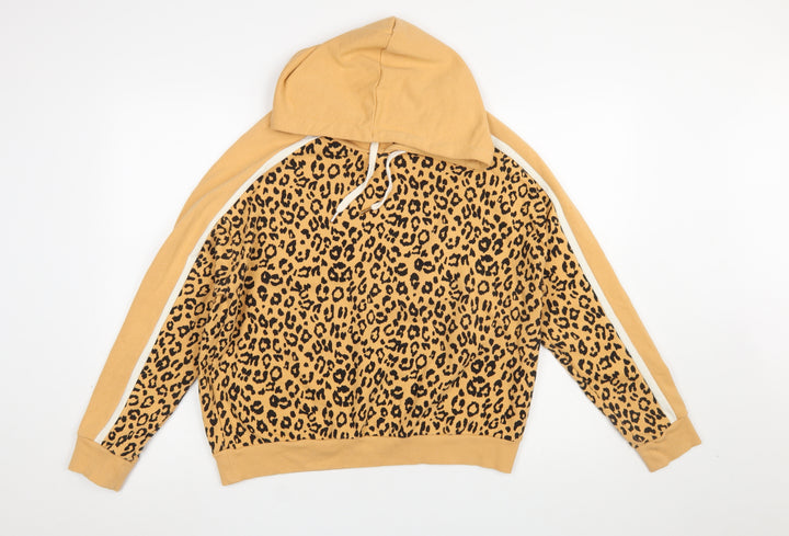 Next Women's Beige Leopard Print Hoodie M Cotton Blend