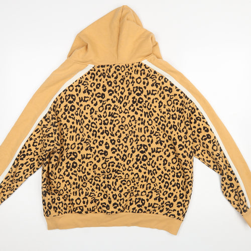 Next Women's Beige Leopard Print Hoodie M Cotton Blend