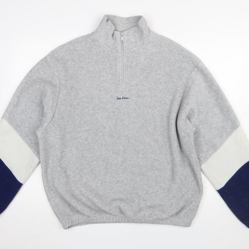 Urban Outfitters Men's Grey 1/4 Zip Fleece Sweatshirt Size M