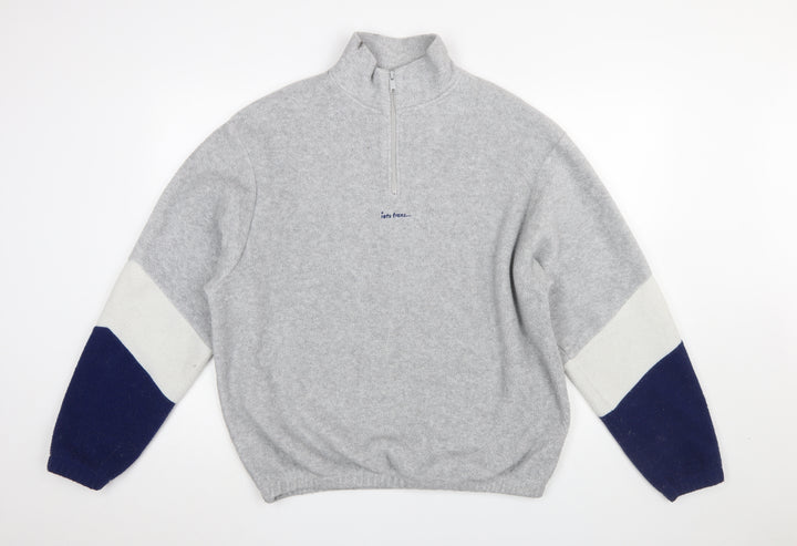 Urban Outfitters Men's Grey 1/4 Zip Fleece Sweatshirt Size M